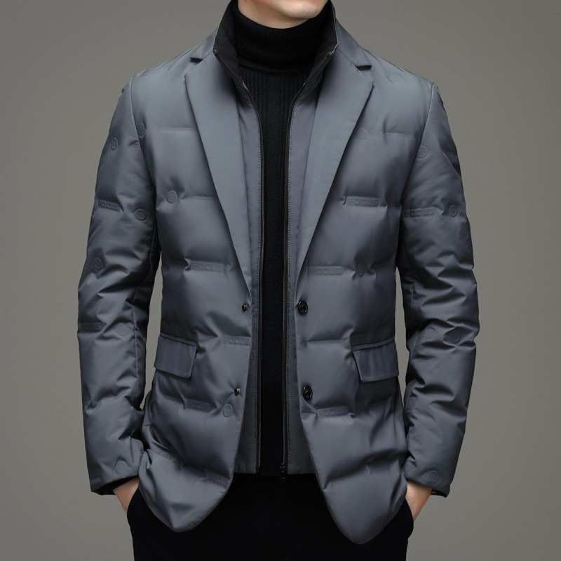 Männer Einfarbig Abnehmbare Stehkragen Langarm Casual Business Trendy Unten Mäntel Winter Neue Mode Anzug Blazer Kleidung