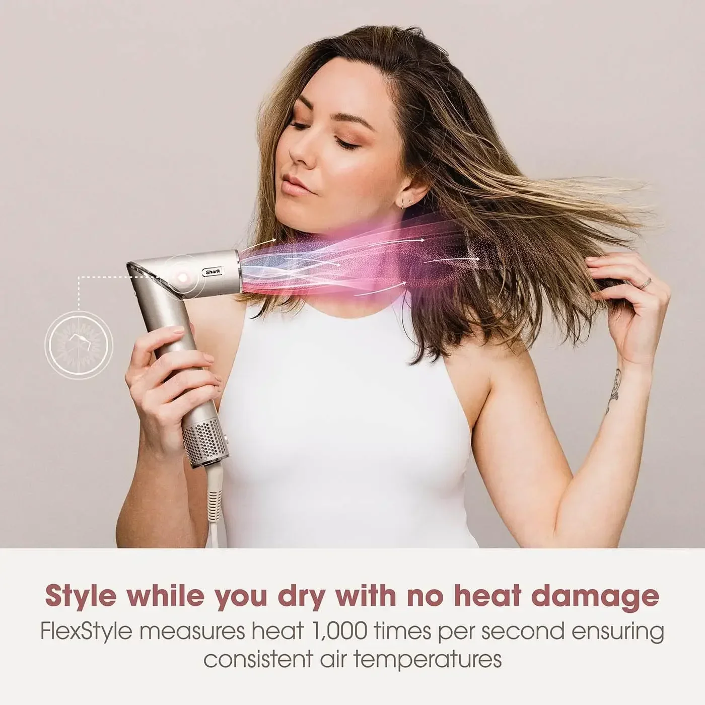 Shark FlexStyle Multi styler ad aria calda e asciugacapelli con bigodini, spazzole e concentratore con avvolgimento automatico, nessun danno al calore