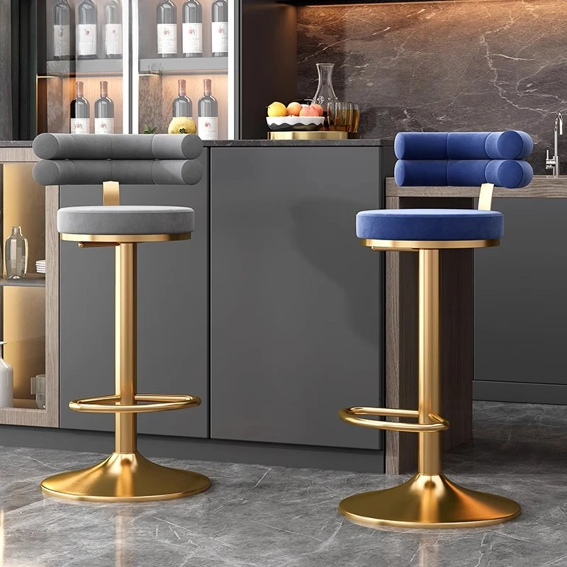 Modern Designer Bar Stool Swivel Adjustable Height Counter Stool Home Bar/Kitchen Stool Non-Slip Base & Industrial Metal Frame