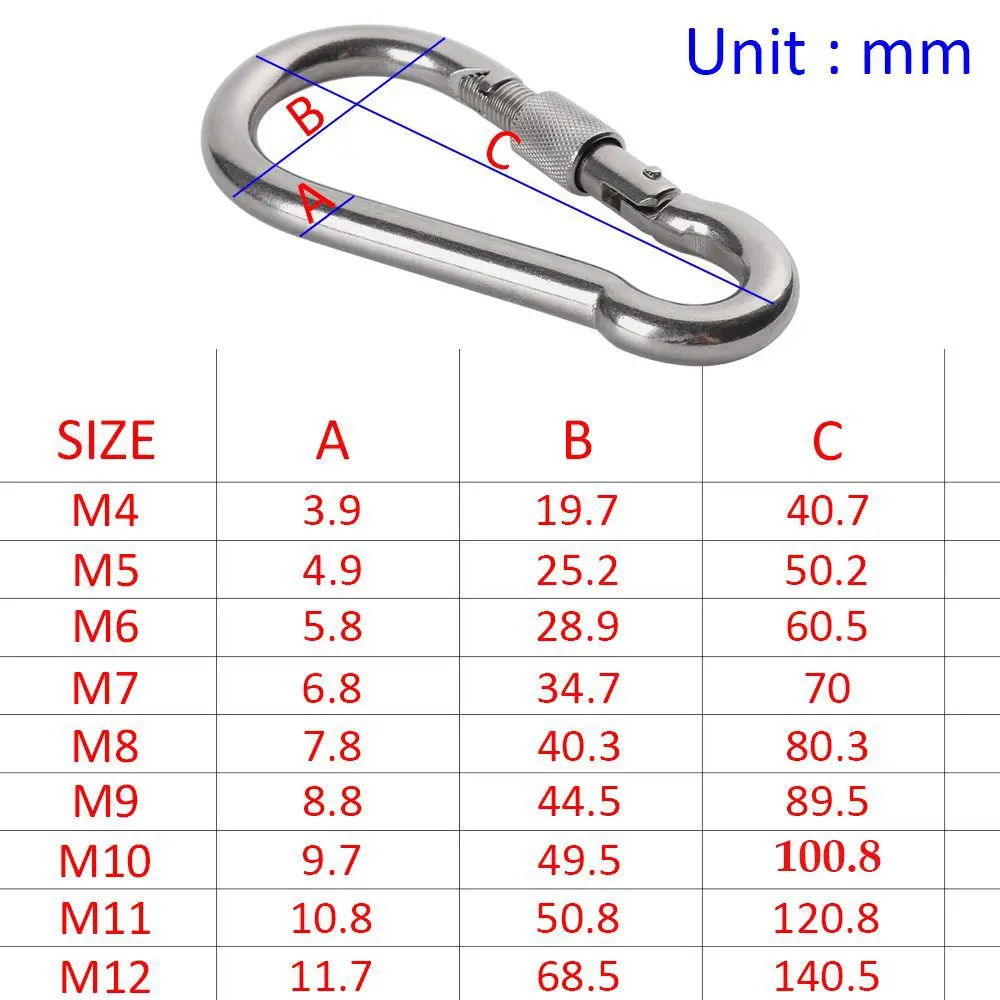 1 Đồng Hồ Thép Không Gỉ Leo Gear Móc Đa Năng Nhanh Chóng Liên Kết An Toàn Snap Hook M3/M3.5/M4/M5/m6/M7/M8/M9/M10 Xích Nối Liền Vòng