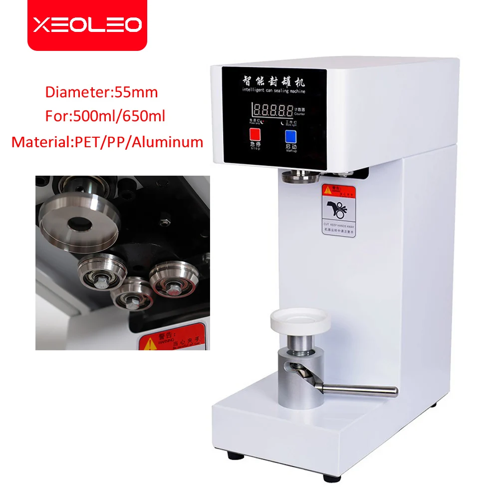 XEOLEO 55Mm Lon Máy Hàn Miệng Túi Uống Chai Máy Hàn Miệng Túi Đồ Uống Cói Máy 330Ml/500/650Ml Cho Thú Cưng trà Sữa/Cà Phê Có Thể Máy Hàn Miệng Túi 220V/110V