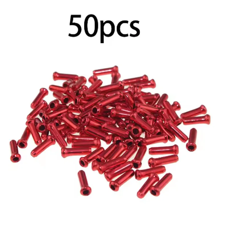 50 ชิ้นจักรยานสายด้านใน End Caps โลหะผสมจักรยานเสือภูเขาเคล็ดลับเบรค Shift Cable End Crimps