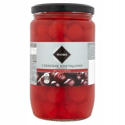 Czereśnie koktajlowe czerwone bez ogonków 750g - Rioba