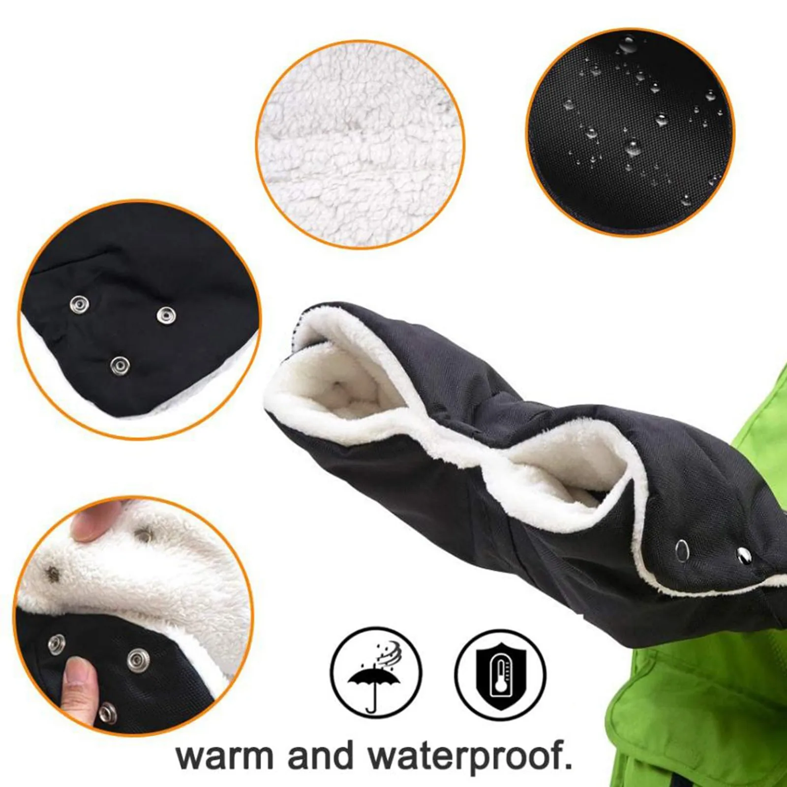 1 Set Gloves Glove Baby Stroller Accessories  Keep Stroller Warm Gloves W Detachable Warm Fleece Windproof Warm Handbags