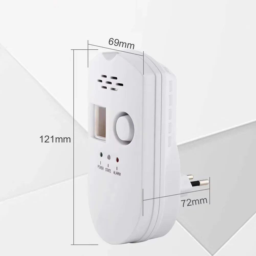 Digital Natural Gas Detector Sound 85dB High Sensitive Home Gas Alarm Combustible Gas Leak Monitor for Home Kitchen（EU Plug） ﻿