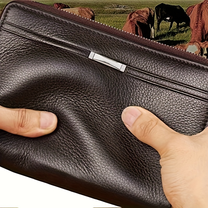 Herren-Geldbörse, lange Geldbörse, Leder-Clutch, große Business-Handtasche, Handy-Kartenhalter, Geschenk für Männer, Vater, Sohn, Ehemann, Freund