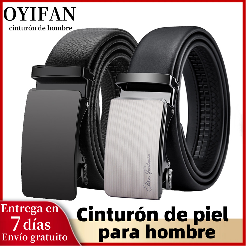 OYIFAN Cinturón de hombre Cinturón de cuero genuino para hombres Cinturones de trinquete con hebilla de aleación Cinturón de diseñador para hombres Cinturones automáticos 