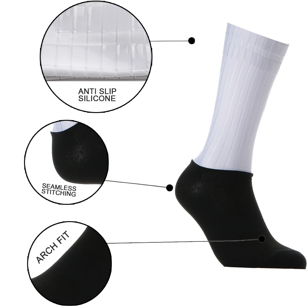 Calcetines aerodinámicos antideslizantes de silicona Whiteline para Ciclismo, Calcetines deportivos para hombre, Calcetines para correr, 2024