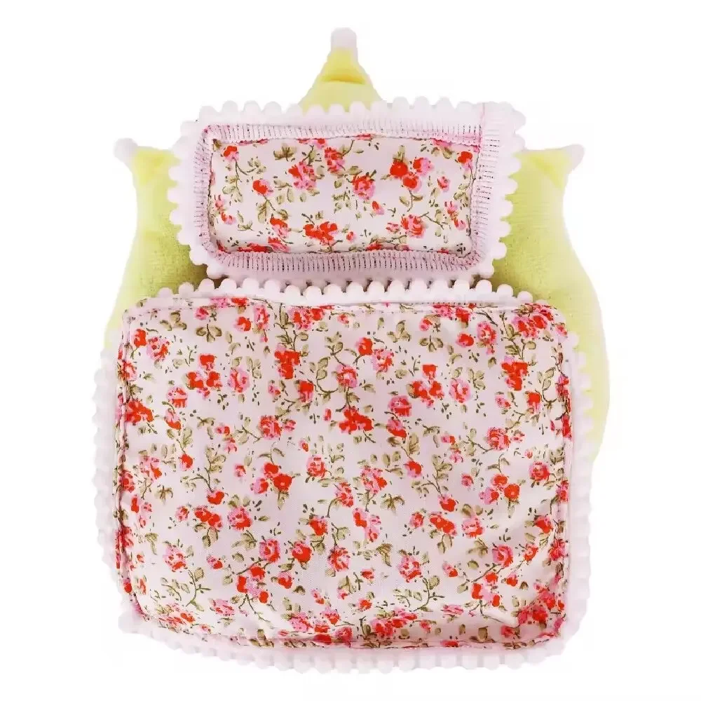 Labubu Puppenbett-Set mit 2 Kissen Schlafsack für 1/12 BJD Puppe GSC Body9 Molly DOD YMY Obitsu11 – Puppenzubehör
