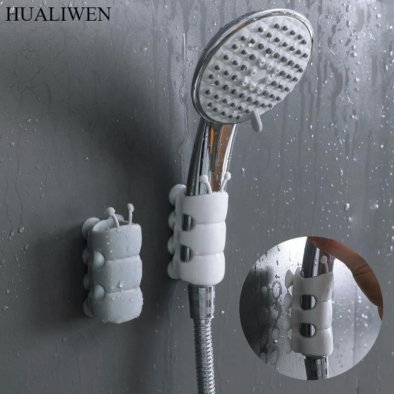 Suction Cup Brackets Removable Silicone Shower Head Holder Wall Mount Shower Head Storage Shelf Rack Bathroom Supplies