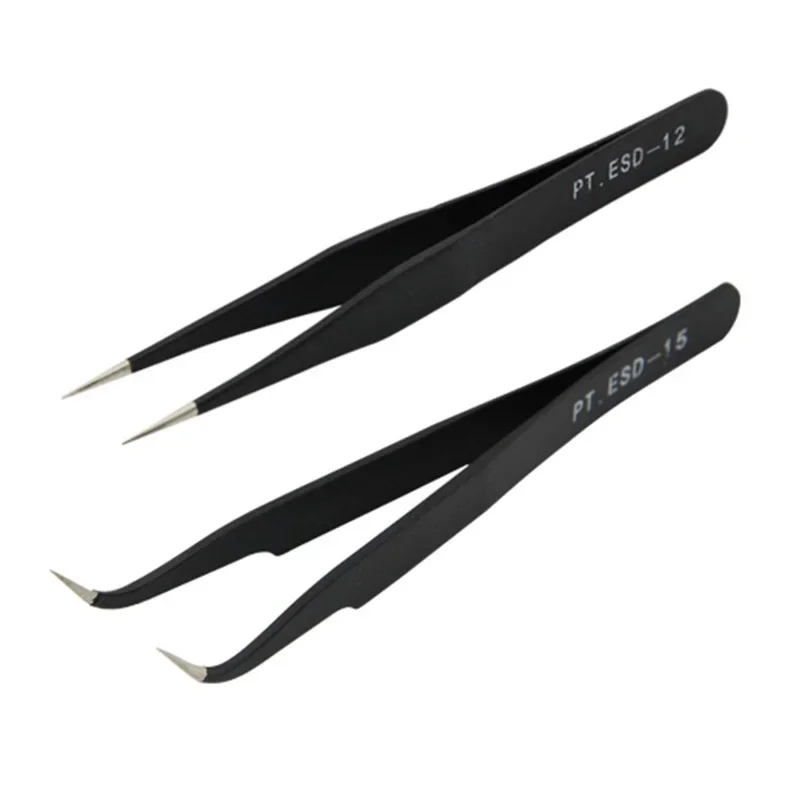 Herramienta de manicura negra antiestática, Gel acrílico, diamantes de imitación para decoración de uñas, lentejuelas, pinzas para recoger Paillette, oferta