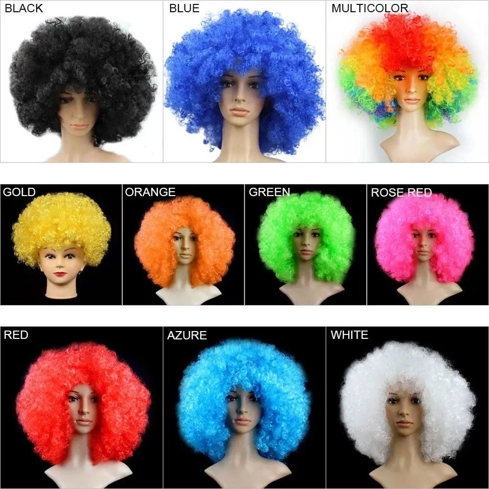 Unisex Erwachsene verschiedene farbige Regenbogen Zirkus lockige schwarze Afro lockige Perücke Erwachsene Kostüm Disco