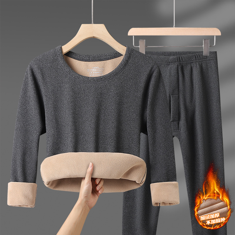 Conjuntos de ropa interior térmica de invierno para hombre y mujer, Tops de terciopelo + Pantalones largos, conjunto cálido de 2 piezas elástico cómodo y agradable para la piel