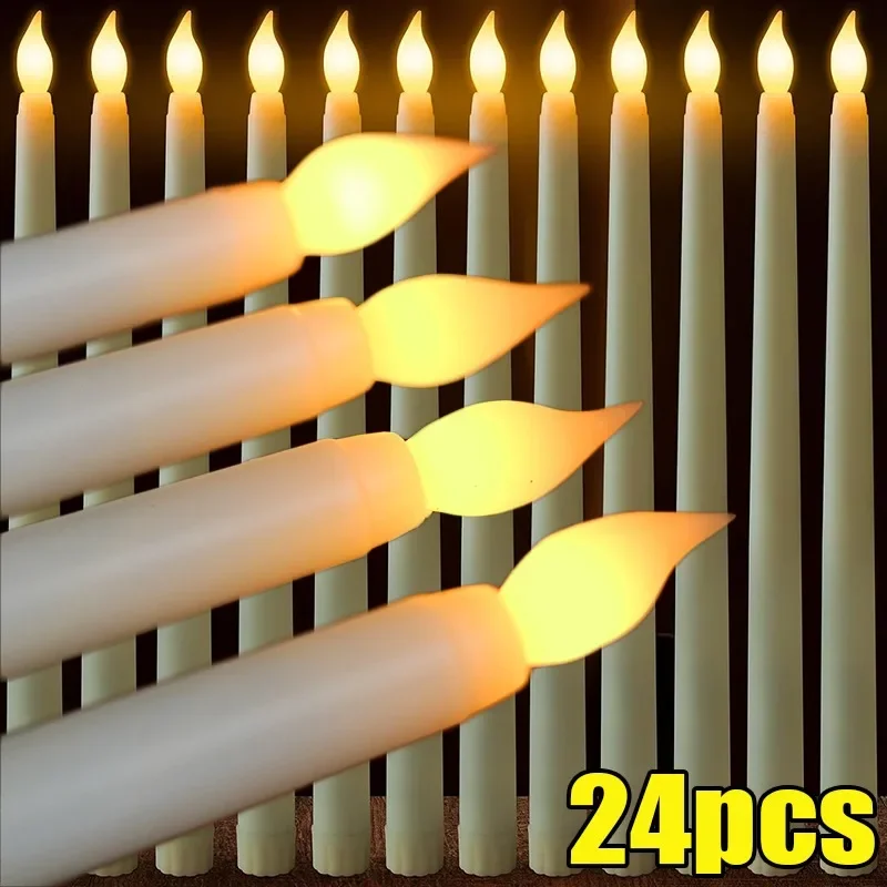 3D 테이퍼 긴 극 양초 조명 LED Flameless 뾰족한 촛불 빛 배터리 전자 Tealight 웨딩 크리스마스 파티 장식