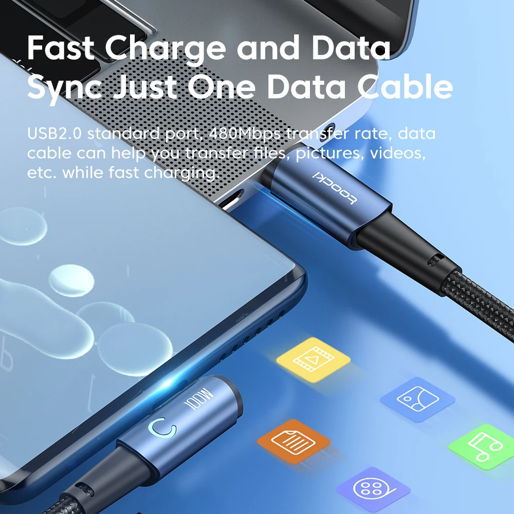 Toocki 100W USB C a USB C Cable 90 grados para iPad MacBook Pro Xiaomi Samsung Huawei carga rápida tipo C Cable de fecha
