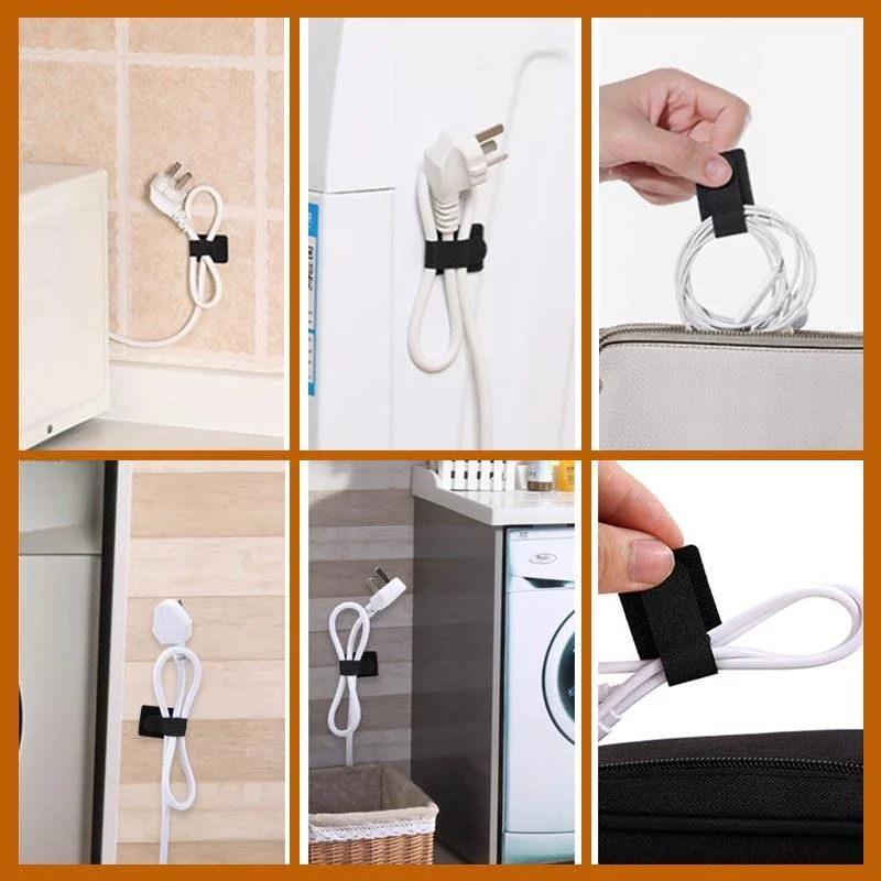 20/10/5PCS Organizzatore di cavi rilasciabili Fascette Mouse Auricolari Gestione dei cavi Fascette in nylon Riutilizzabili Loop Hoop Cinghie di nastro Cravatta