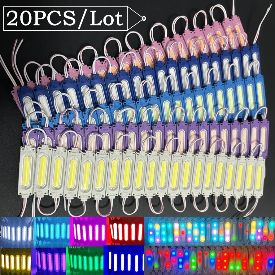 Módulo Led RGB multicolor de 20 piezas, 12V, resistente al agua IP65, tira de luz COB plegable, retroiluminación, tienda, pancarta, decoración de coche
