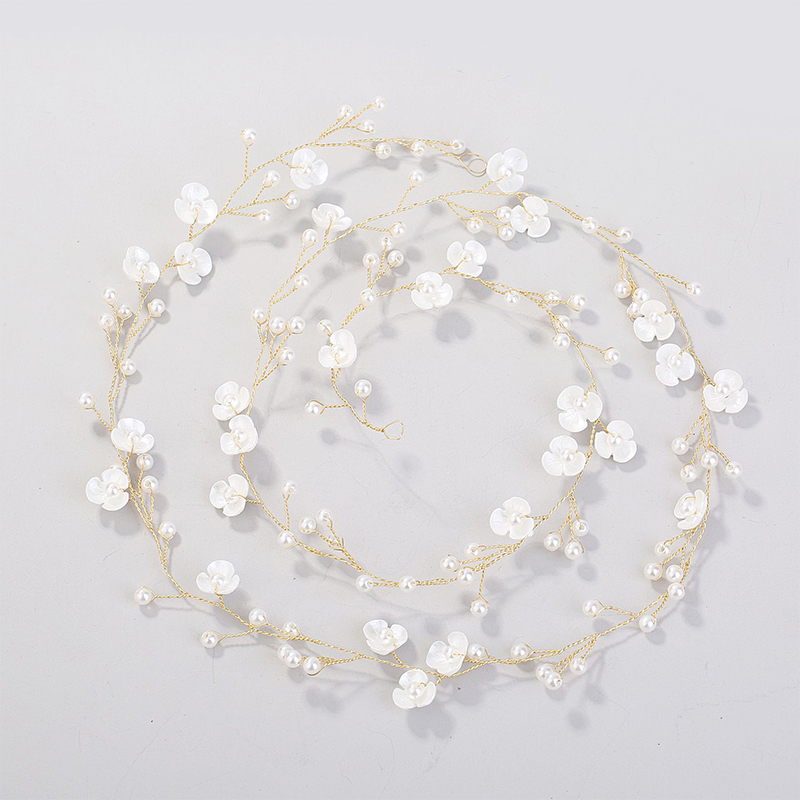 Fasce di cristallo accessori per capelli da sposa fatti a mano con perle floreali con strass ornamento per capelli 50CM per ragazze da sposa