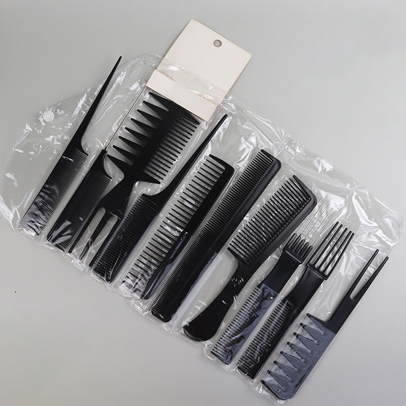 10 unids/set de peine de pelo negro con 10 diseños diferentes, juego de peine para el cuidado del cabello antiestático multifuncional