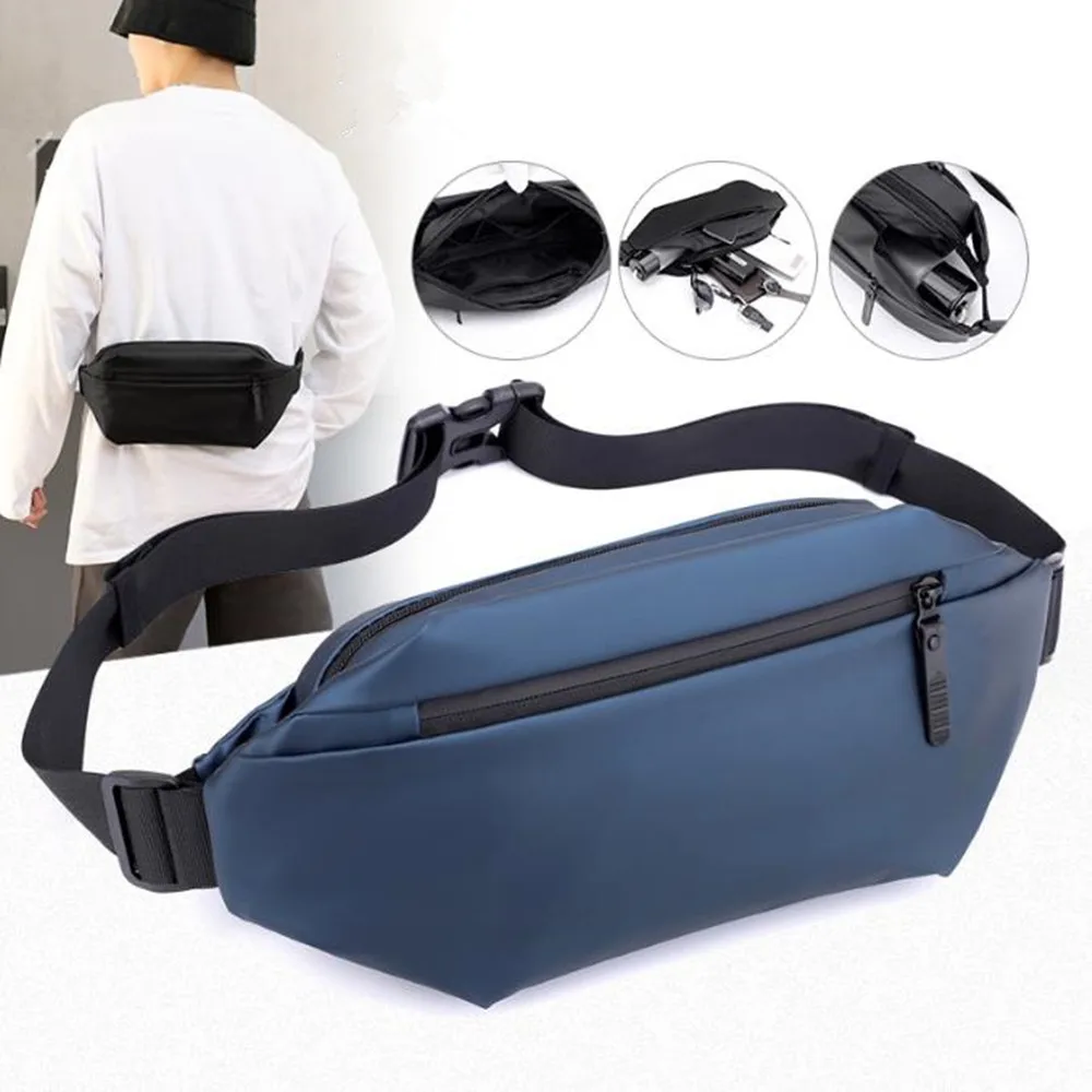 Bolsa de cintura crossbody impermeável masculina, ao ar livre, casual, ombro, viagem, corrida, peito, multifuncional