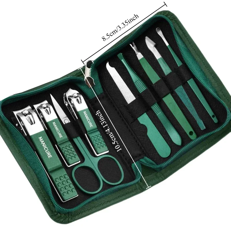 Juego de manicura con Funda de cuero, kits de herramientas profesionales para el cuidado de los pies y la cara, cortaúñas de acero inoxidable, regalo, 6-9 Uds.