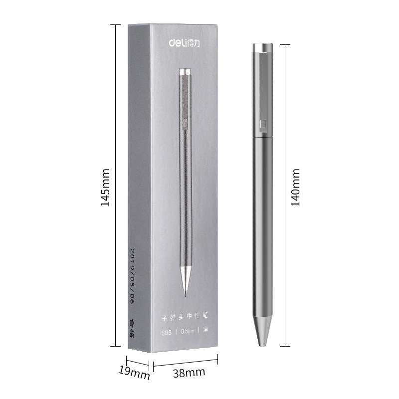 DELI Metall-Zeichenstift, 0,5 mm, Gel-Tintenstifte, goldene silberne Farbe, metallischer Schreibstift, Bürobedarf