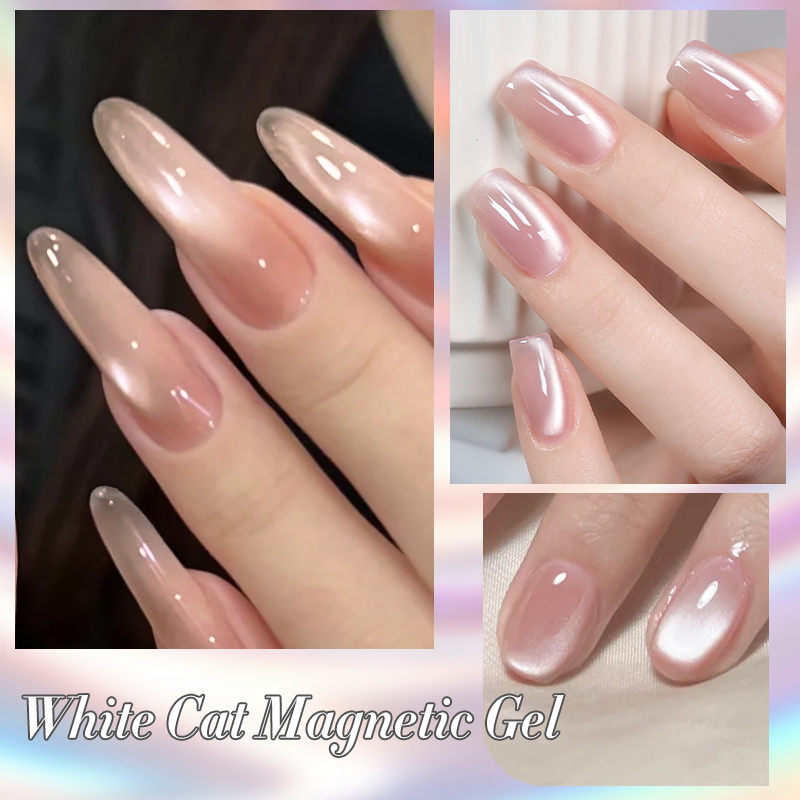 BORN PRETTY 10ml Flow Light White Cat Magnetic Gel Nail Polish Ultra Shine Soak Off UV Gel Mirror Glass Cat Magnet Gel Varnish