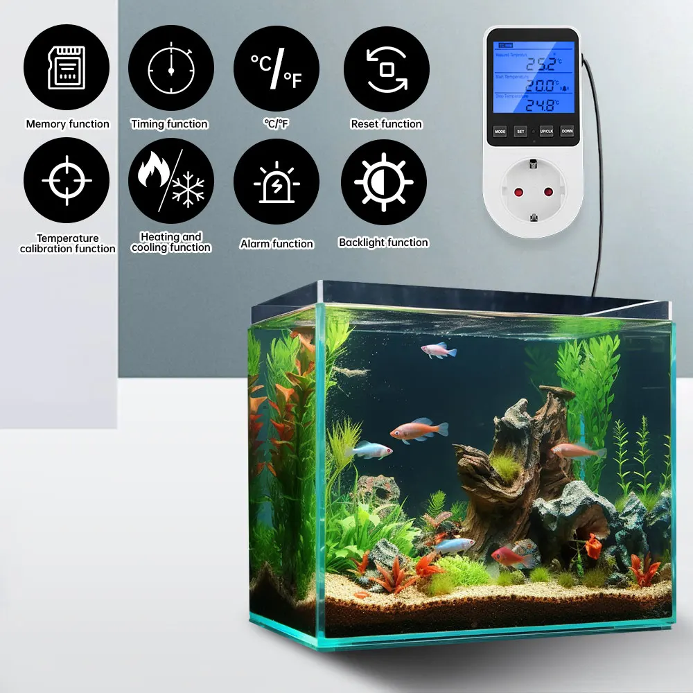 Temporizador soquete termostato multi-função controlador de temperatura tomada com interruptor temporizador sensor sonda aquecimento ferramenta fria