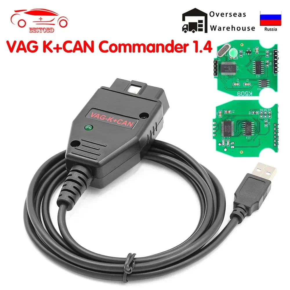 Herramientas de diagnóstico de coche VAG K CAN Commander 1,4 FTDI PIC18F25K80 K + CAN 1 4 OBD 2 OBD2, interfaz COM k-line Cable para VW/AUDI