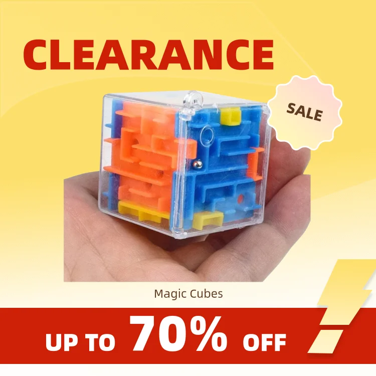 Clearance_mini 3D Maze Magic Cube Six-sided Transparent Puzzle Speed Cube Rolling Ball Cubes Maze Toys For Children Stress Relie