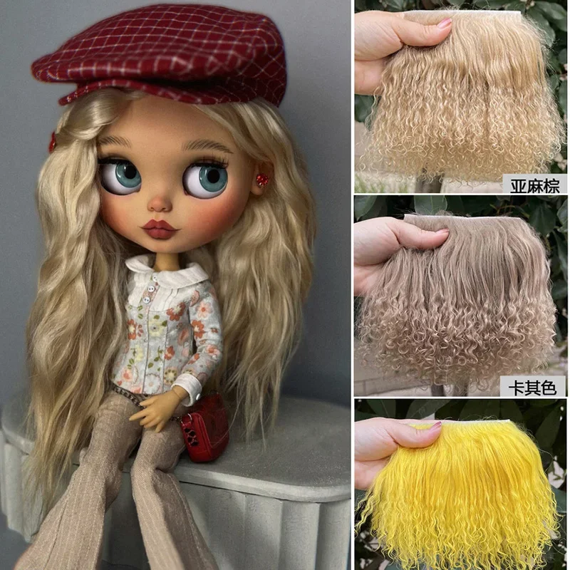 NO.26-50 Оптовая продажа, 1 шт., 5*10 см/1,97*3,94 дюйма, монгольский мех BJD OB11, парики для кукольных волос, рулон для куклы, нарядный парик «сделай сам», парик для куклы