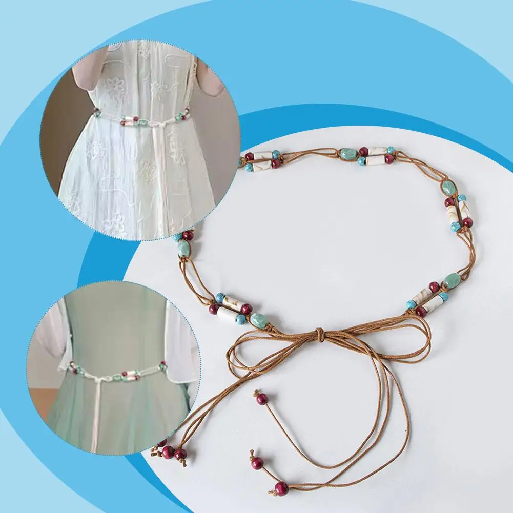 Ladies Bohemian Style Belt Braid Waist Belt for Summer Seaside Dress Braid Belt