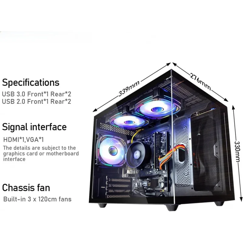 PC para juegos |   Ryzen5 5600GT |   Nvme SSD 512G |   16GB de RAM |   Computadora de sobremesa WiFi 6 Torres precostruidas Negro
