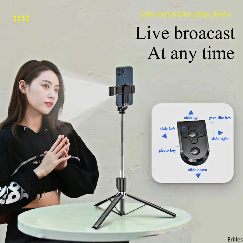 Dài 1.67M Mở Rộng Không Dây Bluetooth Selfie Stick Sống Broacast Đế Đứng Chân Máy Có Thể Gập Lại Với Lấp Đầy Ánh Sáng Cho Điện Thoại Thông Minh