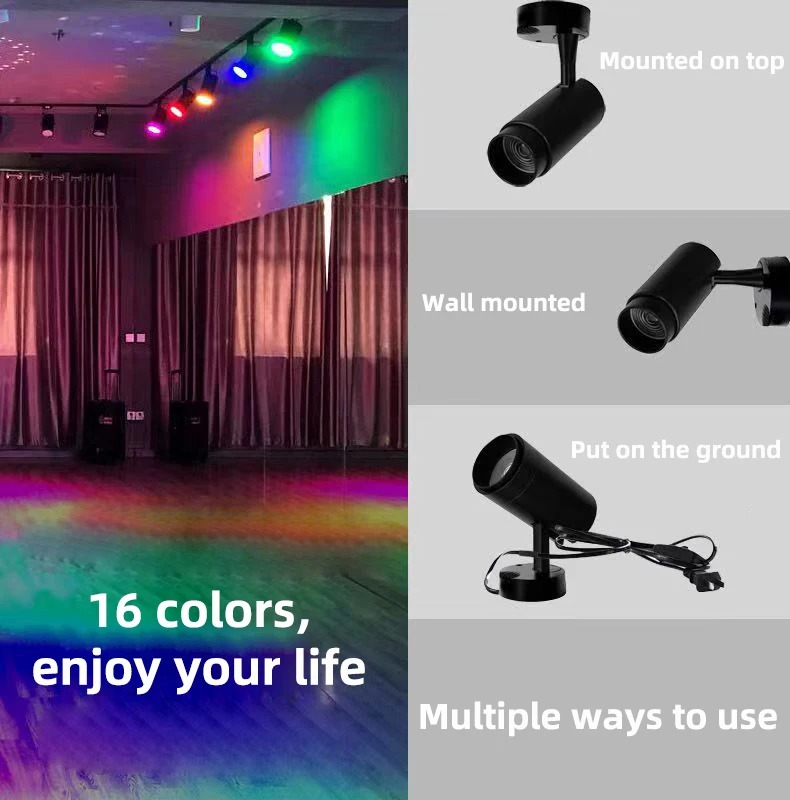Foco LED de escenario, lámpara RGB con Control remoto, decoración de ambiente ajustable, luz de techo interior, KTV, Bar, discoteca, iluminación de neón