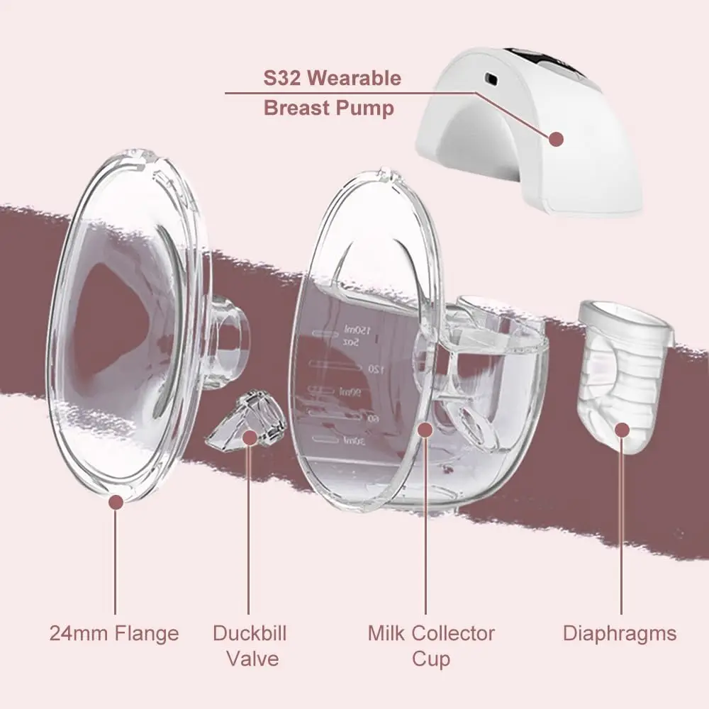 Duas conjuntos completos de peças para bomba tira leite com flange de 24 mm, compatível com Lansinoh Discreet Duo/NCVI/Nuliie S32, substituição de bomba tira leite