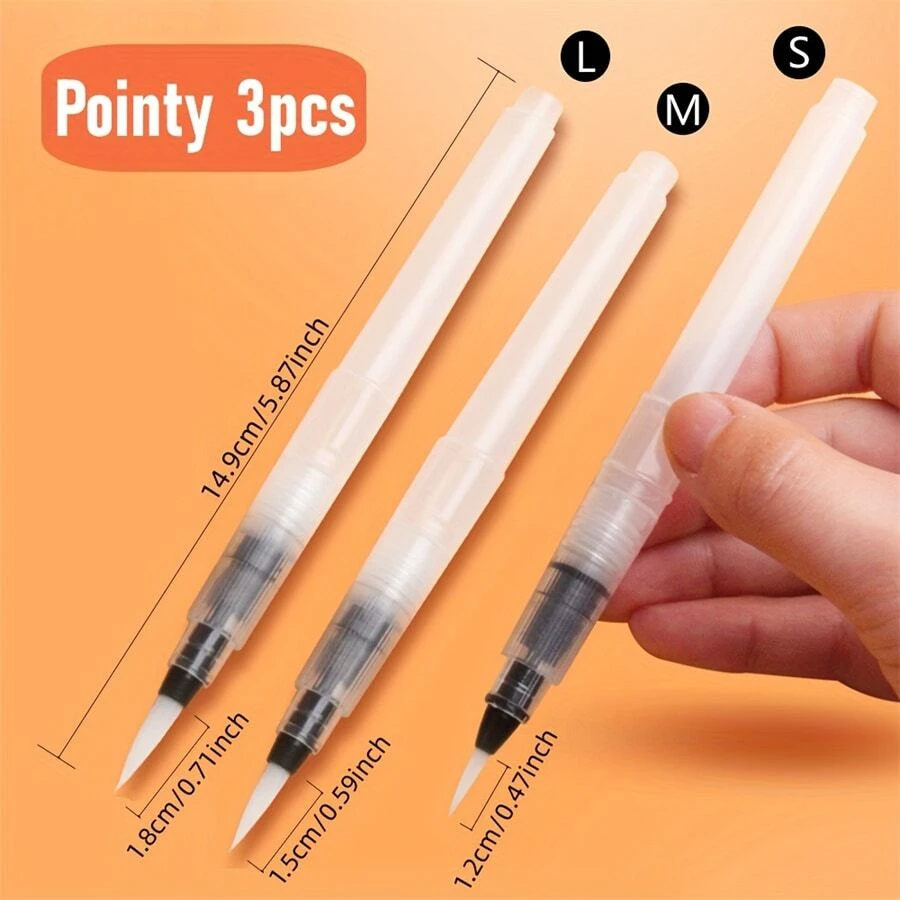 6/12/18Pcs Watercolor Brush Set With White Nylon Hair And Water Storage Function, Art Painting Tool Kit