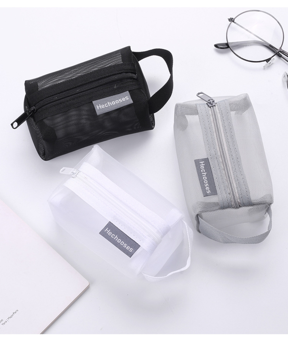 Eenvoudige nylon driedimensionale vierkante mesh portemonnee, sleuteletui met grote capaciteit, kaartetui, munttasje, transparante opbergtas