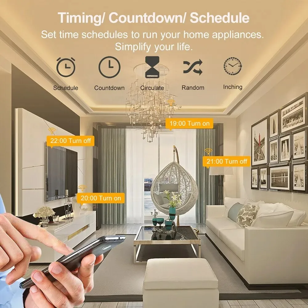 Enchufe inteligente Tuya EU16A/20A, enchufe inteligente Wifi con monitoreo de energía, aplicación remota Smart Life, Control compatible con asistente de Google Alexa