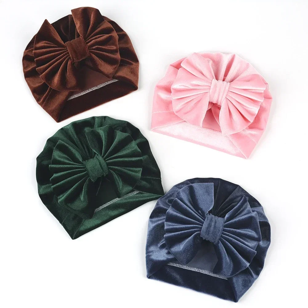Mới Cho Bé Gái Lớn Thắt Nơ Nhung NÓN SƠ SINH Trẻ Sơ Sinh Băng Đô Cài Tóc Turban Gọng Mũ Trẻ Em Da Báo Beanies Ảnh Đạo Cụ Quà Tặng Phụ Kiện Tóc
