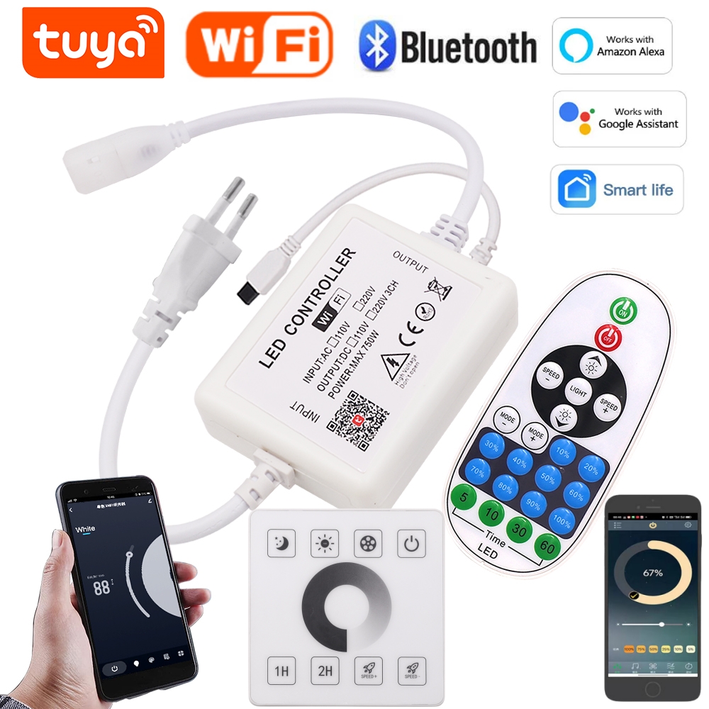Контроллер светодиодного диммера ИК-пульт дистанционного управления/Tuya WIFI/Bluetooth/RF сенсорная панель для 8 мм печатной платы 110 В 220 В 288 светодиодов/м 360 светодиодов/м без проводов COB Strip