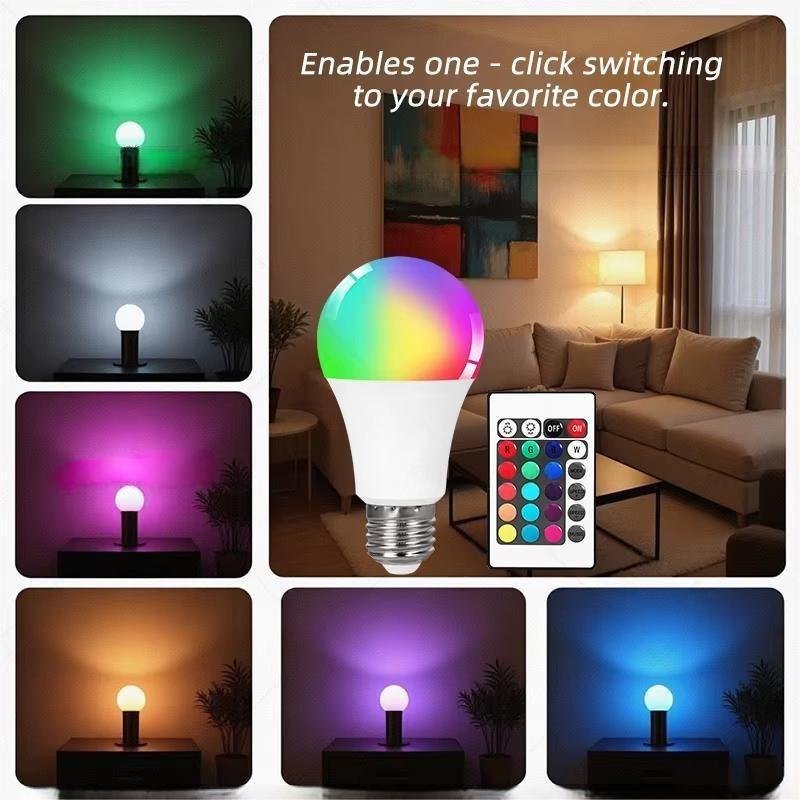 16 Colors RGB Bulb LED Multicolor Bulb E27 Base 220V Household Lighting Dimmable 24 Key Remote Control Atmosphere Neon Light 1pc