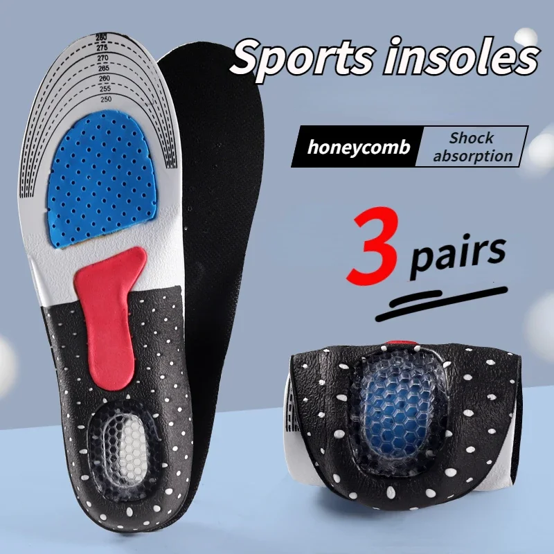 Plantillas ortopédicas para hombre y mujer, plantilla de Gel con cojín de espuma viscoelástica, almohadillas de soporte para arco de silicona, almohadilla para calzado deportivo, inserto suave para correr