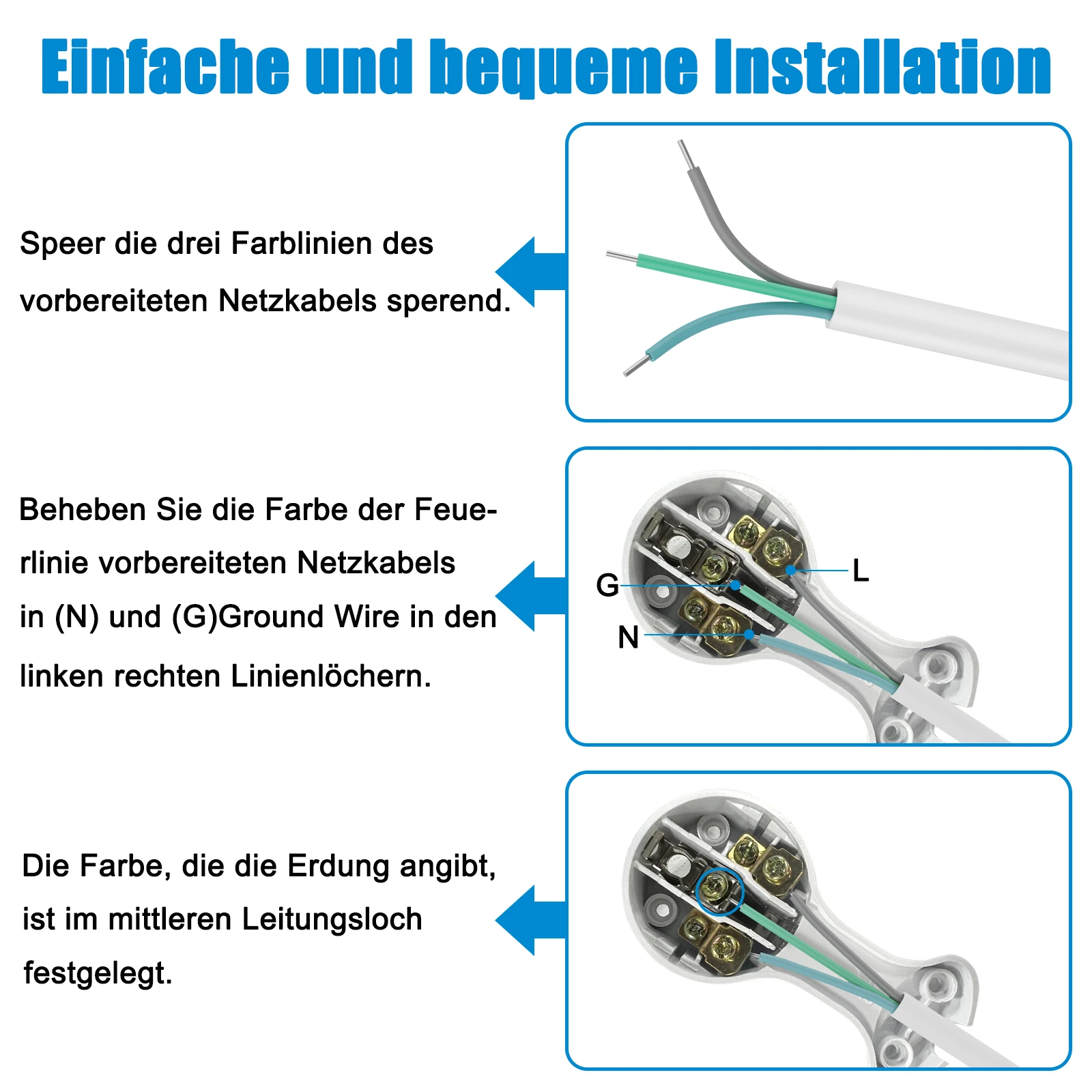 4 Stück EU-Flachsteckeradapter mit Klappgriffen für austauschbare Verkabelung, Schuko-Netzsteckdosen, französischer deutscher Standard