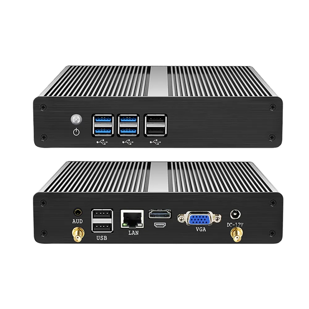 Quạt Không Cánh Mini PC Core I5-4200U I3 4005U WIFI HTPC 8USB Máy Tính Windows 10 Pro Minipc WIFI HD HTPC Mini Văn Phòng máy Tính Để Bàn