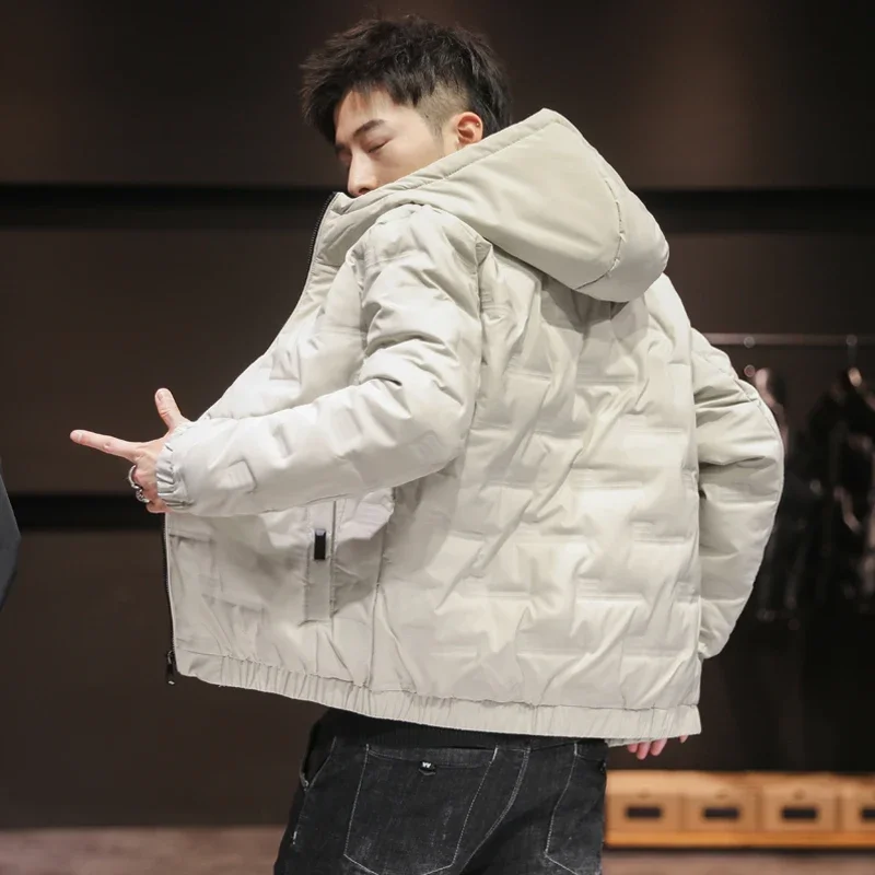 Chaqueta de invierno para hombre, Parkas cálidas de algodón grueso informal a la moda, abrigo ligero con capucha que combina con todo, novedad de 2024