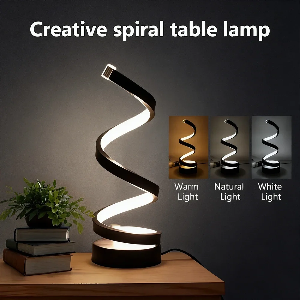 โคมไฟตั้งโต๊ะ LED แบบเกลียวทันสมัย ปรับความสว่างได้ เหมาะสำหรับห้องนั่งเล่น ห้องนอน ห้องทำงาน ตกแต่งห้องพัก แสง RGBW