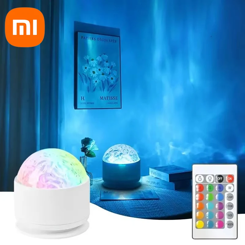 Xiaomi-luz nocturna de proyección RGB, proyector de ondas de 16 colores, luz Gradual con Control remoto para fiesta en casa, decoración navideña