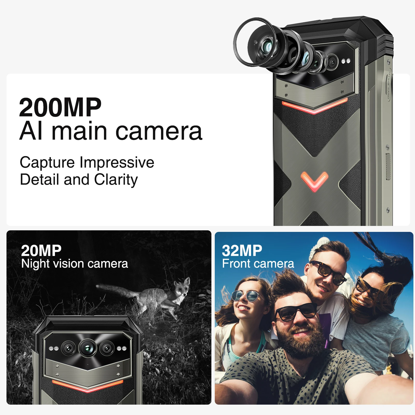 Global Version DOOGEE V Max Plus 5G Rugged Phone 22000mAh Battery 200MP AI Camera 6.58 FHD + 120Hz 36GB(16 + 20) 512GB Android 14