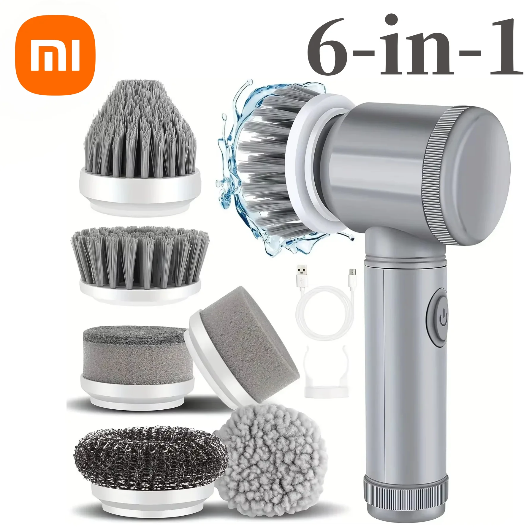 Xiaomi-cepillo de limpieza eléctrica 6 en 1, electrodomésticos, depurador de suelo eléctrico inalámbrico, cabezal de cepillo reemplazable, baño y cocina